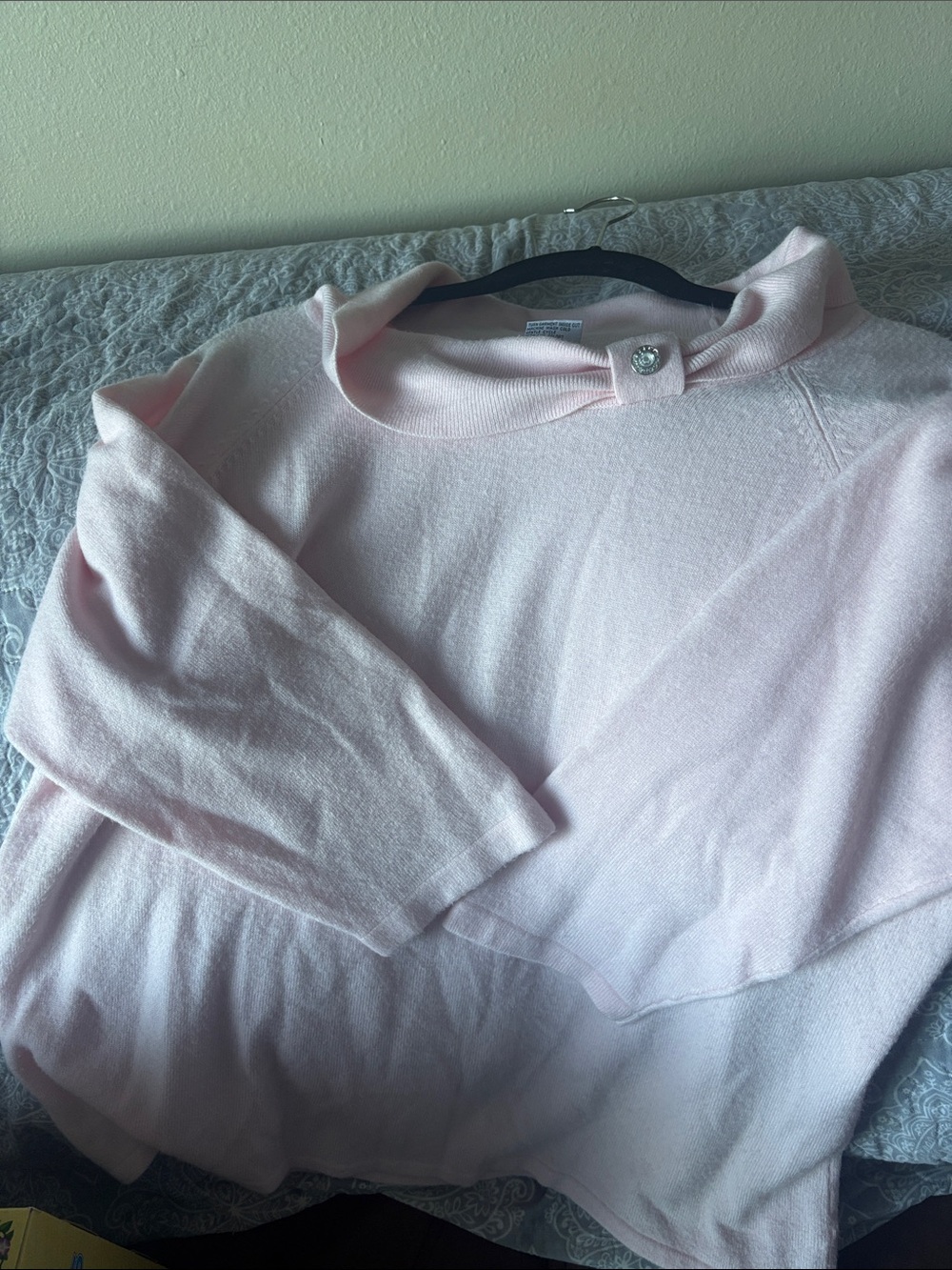 Sag Harbor Pale Pink Cowl Neck Sweater with Button Accent